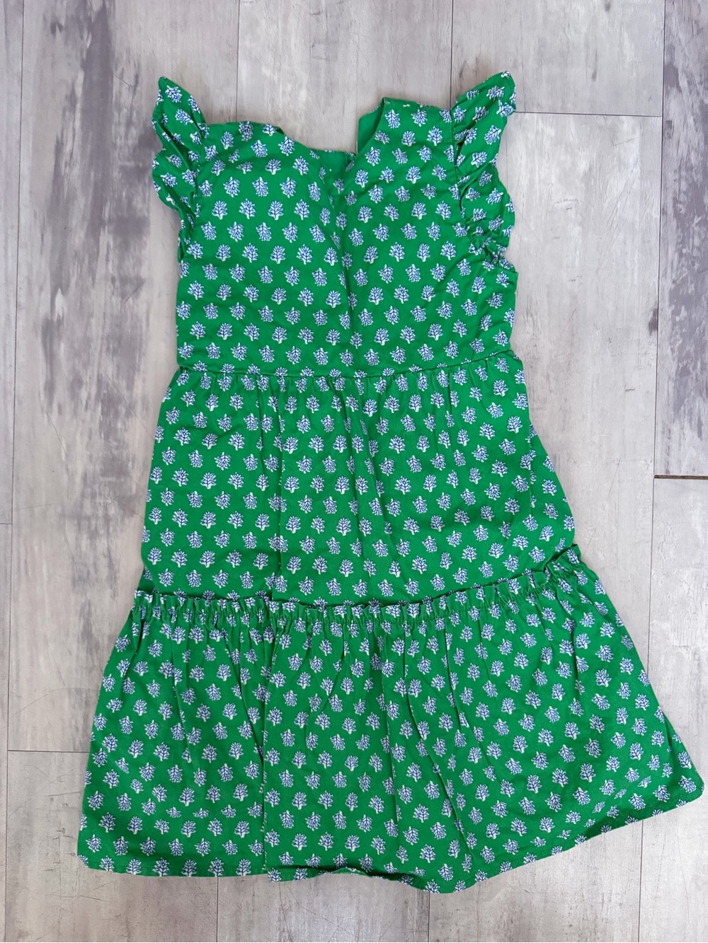 Crewcuts Green Floral Ruffle Strap Tiered Dress